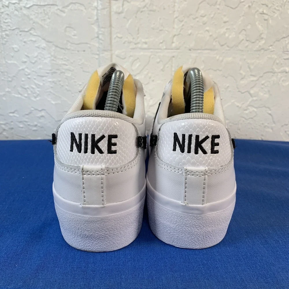 Nike Blazer Low Platform Women 9.5 White Sneakers Black Snakeskin DZ5210-100
